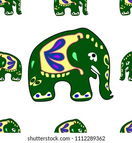 Seamless asian pattern with elephants. For traditional textile, t-shirts, fabric. Indian design. Vector ornament