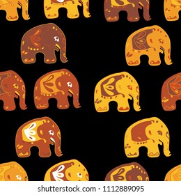 Seamless asian pattern with elephants. For traditional textile, t-shirts, fabric. Indian design. Vector ornament