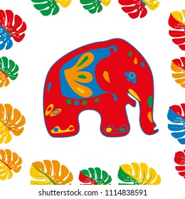 Seamless asian pattern with elephants. For traditional textile, t-shirts, fabric. Indian design. Vector ornament