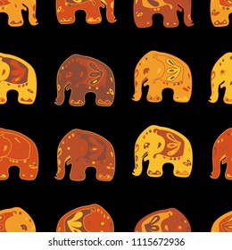 Seamless asian pattern with elephants. For traditional textile, t-shirts, fabric. Indian design. Vector ornament
