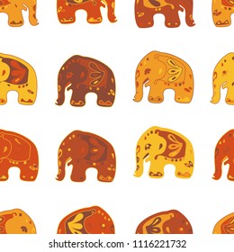 Seamless asian pattern with elephants. For traditional textile, t-shirts, fabric. Indian design. Vector ornament