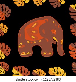 Seamless asian pattern with elephants. For traditional textile, t-shirts, fabric. Indian design. Vector ornament