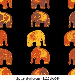 Seamless asian pattern with elephants. For traditional textile, t-shirts, fabric. Indian design. Vector ornament