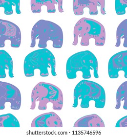Seamless asian pattern with elephants. For traditional textile, t-shirts, fabric. Indian design. Vector ornament