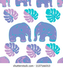 Seamless asian pattern with elephants. For traditional textile, t-shirts, fabric. Indian design. Vector ornament