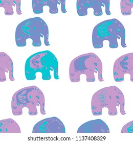 Seamless asian pattern with elephants. For traditional textile, t-shirts, fabric. Indian design. Vector ornament