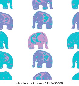 Seamless asian pattern with elephants. For traditional textile, t-shirts, fabric. Indian design. Vector ornament