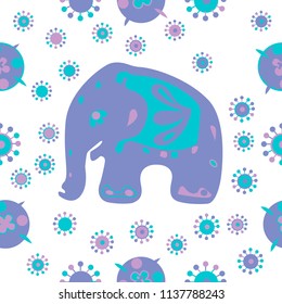 Seamless asian pattern with elephants. For traditional textile, t-shirts, fabric. Indian design. Vector ornament