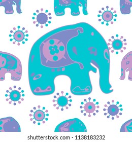 Seamless asian pattern with elephants. For traditional textile, t-shirts, fabric. Indian design. Vector ornament