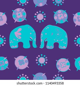 Seamless asian pattern with elephants. For traditional textile, t-shirts, fabric. Indian design. Vector ornament