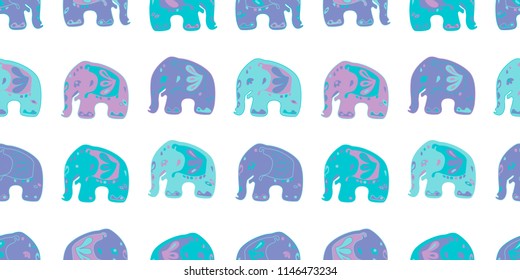 Seamless asian pattern with elephants. For traditional textile, t-shirts, fabric. Indian design. Vector ornament