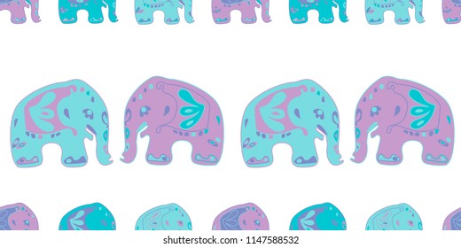 Seamless asian pattern with elephants. For traditional textile, t-shirts, fabric. Indian design. Vector ornament