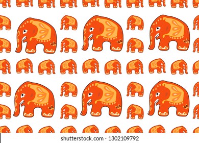 Seamless asian pattern with elephants. For traditional textile, t-shirts, fabric. Indian design. Vector ornament
