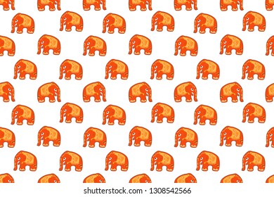 Seamless asian pattern with elephants. For traditional textile, t-shirts, fabric. Indian design. Vector ornament