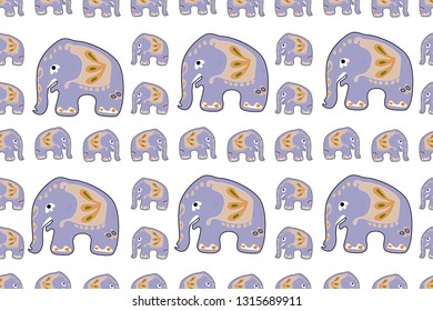 Seamless asian pattern with elephants. For traditional textile, t-shirts, fabric. Indian design. Vector ornament