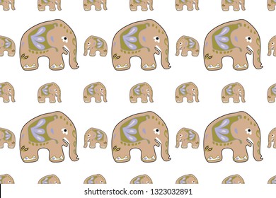 Seamless asian pattern with elephants. For traditional textile, t-shirts, fabric. Indian design. Vector ornament