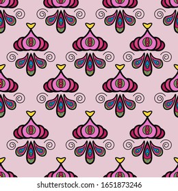Seamless asian pattern with ethnic symbol style. For traditional textile, t-shirts, fabric. Indian design. Vector ornament