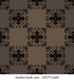 Seamless Asian pattern of the nomads of Central Asia and Kazakhstan, Kyrgyzstan. Nomadic ethnic stamp style. Asian ornaments.