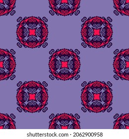 Seamless Asian pattern of the nomads of Central Asia and Kazakhstan, Kyrgyzstan. Nomadic ethnic stamp style. Asian ornaments.	