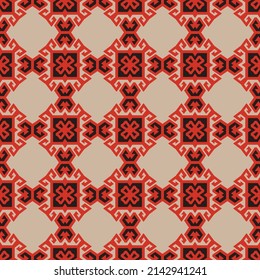 Seamless Asian pattern of the nomads of Central Asia and Kazakhstan, Kyrgyzstan. Nomadic ethnic stamp style. Asian ornaments.	