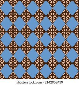 Seamless Asian pattern of the nomads of Central Asia and Kazakhstan, Kyrgyzstan. Nomadic ethnic stamp style. Asian ornaments.	