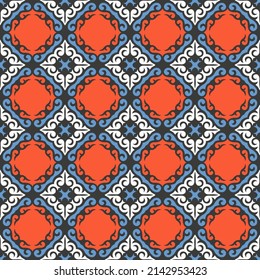 Seamless Asian pattern of the nomads of Central Asia and Kazakhstan, Kyrgyzstan. Nomadic ethnic stamp style. Asian ornaments.