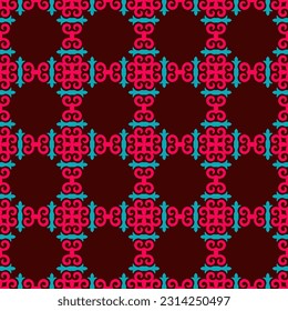 Seamless Asian pattern of the nomads of Central Asia and Kazakhstan, Kyrgyzstan. Nomadic ethnic stamp style. Asian ornaments.	
