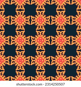 Seamless Asian pattern of the nomads of Central Asia and Kazakhstan, Kyrgyzstan. Nomadic ethnic stamp style. Asian ornaments.	
