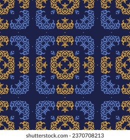 Seamless Asian pattern of the nomads of Central Asia and Kazakhstan, Kyrgyzstan. Nomadic ethnic stamp style. Asian ornaments.	
