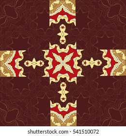 Seamless Asian pattern. Vintage decorative elements Hand drawn. Islamic, Arabian, Indian, Persian motifs. Possible use for printing on paper or fabric. Invitation template Pattern
