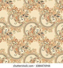 Seamless Asian Textile Background. Paisley Pattern