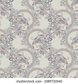 Seamless Asian Textile Background. Paisley Pattern