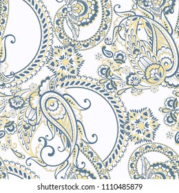 Seamless Asian Textile Background. Paisley Pattern