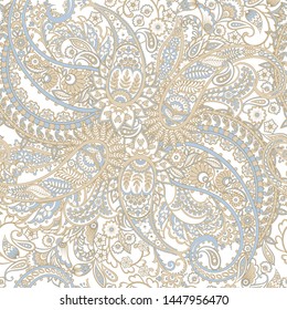 Seamless Asian Textile Background. Paisley Pattern