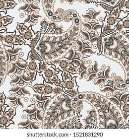 Seamless Asian Textile Background. Paisley Pattern