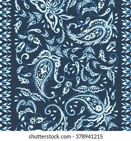 Seamless Asian Textile Background. Paisley Pattern 
