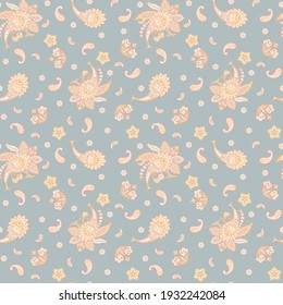 Fondo Textil Asiático Sin Marea. Patrón de Vector Paisley