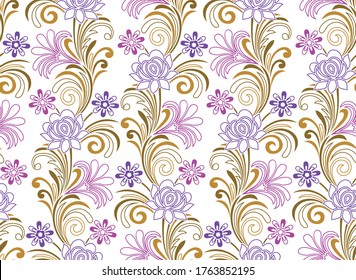 Seamless Asian textile floral pattern design
