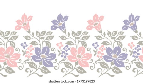 Seamless Asian vector floral border design