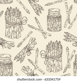 Seamless with asparagus. hand drawn