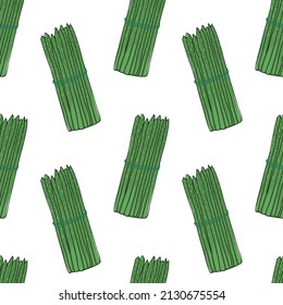 Seamless asparagus. Seamless pattern. Asparagus with white background. Hand drawn vector. Patterns for decoration.