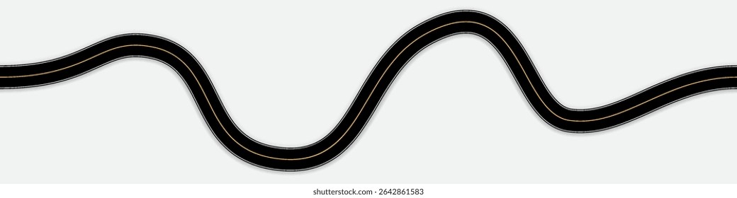 Seamless asphalt road race track or highway pathway types in flat top view vector illustration style isolated on white. Road map path line for transportation route concept or mockup infographic