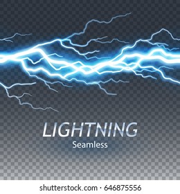 Seamless Asset Of Lightening And Thunder Bolt Or Electric, Glow And Sparkle Effect, Vector Art And Illustration.