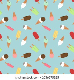 Seamless assorted ice cream background pattern.