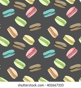 Seamless assorted macarons horizontal pattern