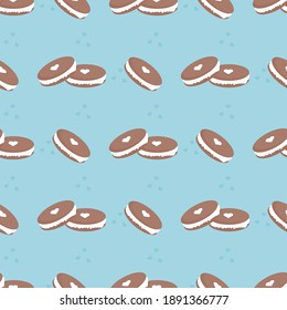 Seamless assorted macarons pattern. Macaroon background