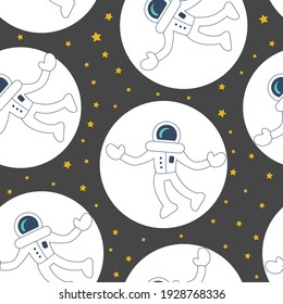 Seamless astronaut pattern graphic. Can be used for wallpaper, textile, background, card, backdrop, and another creative project