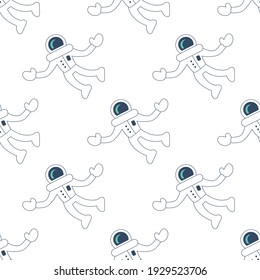 Seamless astronaut pattern graphic. Can be used for wallpaper, textile, background, card, backdrop and other creative project