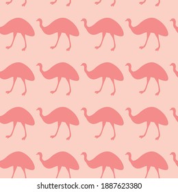 Seamless attern with silhouette of australian bird - ostrich Emu. Animal print