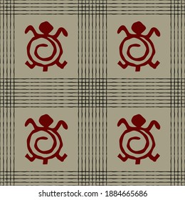 Seamless authentic fabric vector pattern with African Adinkra symbols for your project
